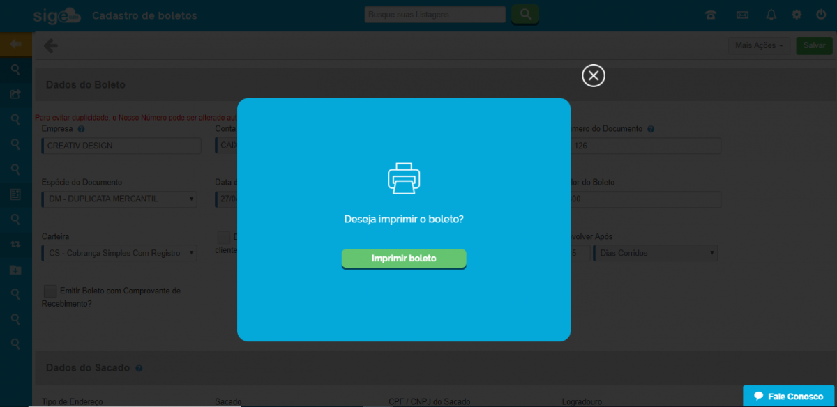 Gerando um novo Boleto Bancário