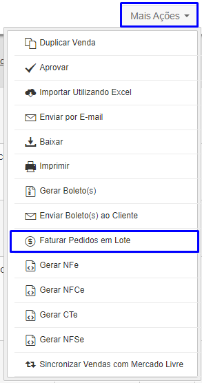 Como faturar pedidos em lote