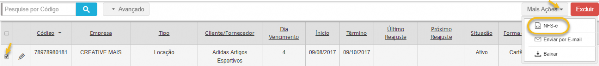 Gerando NFS-e a partir de um contrato