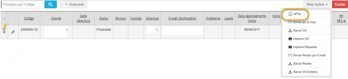 Gerando NFS-e a partir de uma OS
