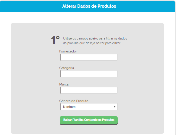 Importando cadastro de produtos para o sistema