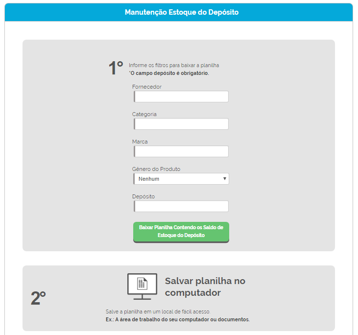 Importando quantidade dos produtos para o sistema