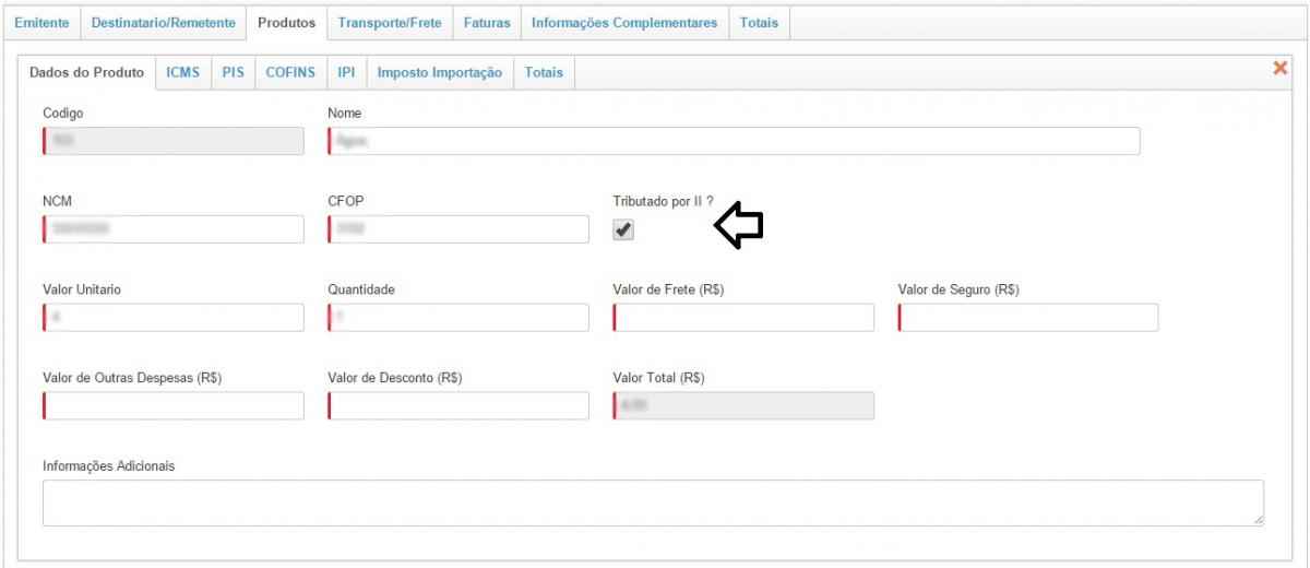 Nota fiscal de entrada de importação