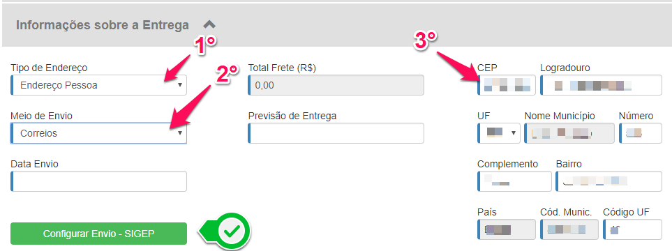 Configurando Envio de Venda SIGEP WEP
