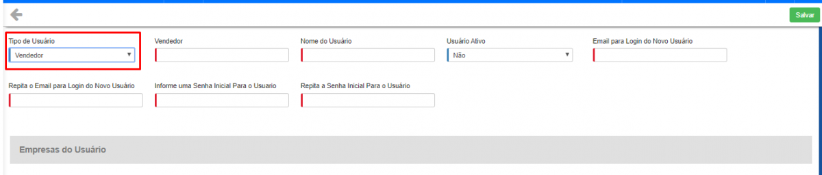 Usuário vendedor