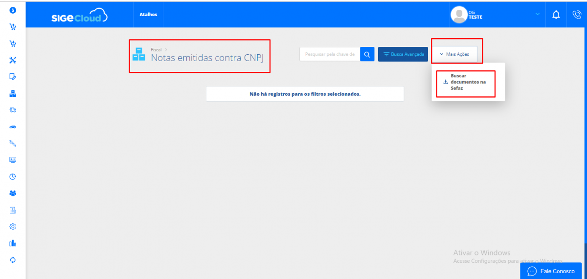 Como buscar notas contra CNPJ